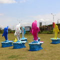 Outdoor Theme Park Pool Decor Fiberglass Dolphin Statue for Beach Figurine Prop