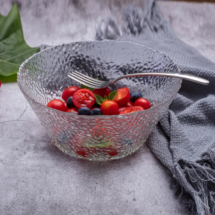 Hot Sell Simple Kitchen Hammer  Pattern Glass Salad Bowl