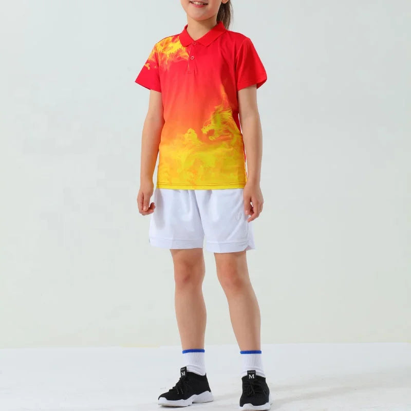 Digital Printing Sublimation Unisex Customized Team Name Tennis Jersey Factory Wholesale T-Shirts for Children 100% Polyester