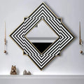 70*70cm Design Home Decor Minimalist Customized Mirror Wall Art Irregular Wood Frame Wall Mirror With Wood Frame