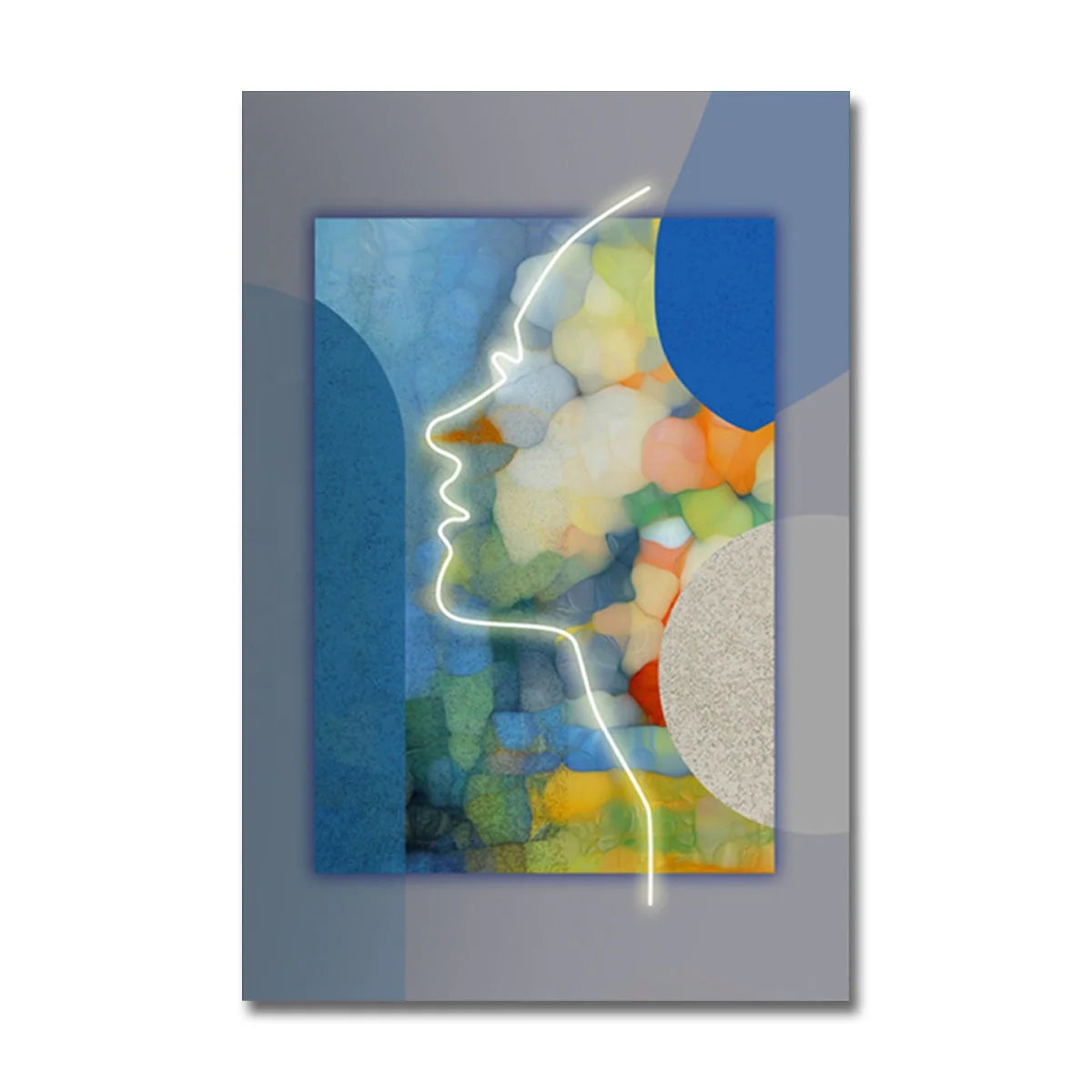 Abstract Wall Painting Neon Wall Art Painting LED Side Face Vision Canvas Print Painting Modern Wall Art Decor Home Decor