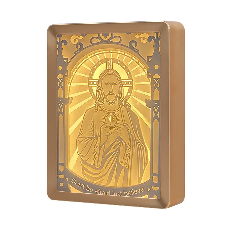 Customizable Art Paper LED Night Light Custom Jesus Light Box Paper Carving Lamp Room Decoration Table Lamp Holiday Gift Item