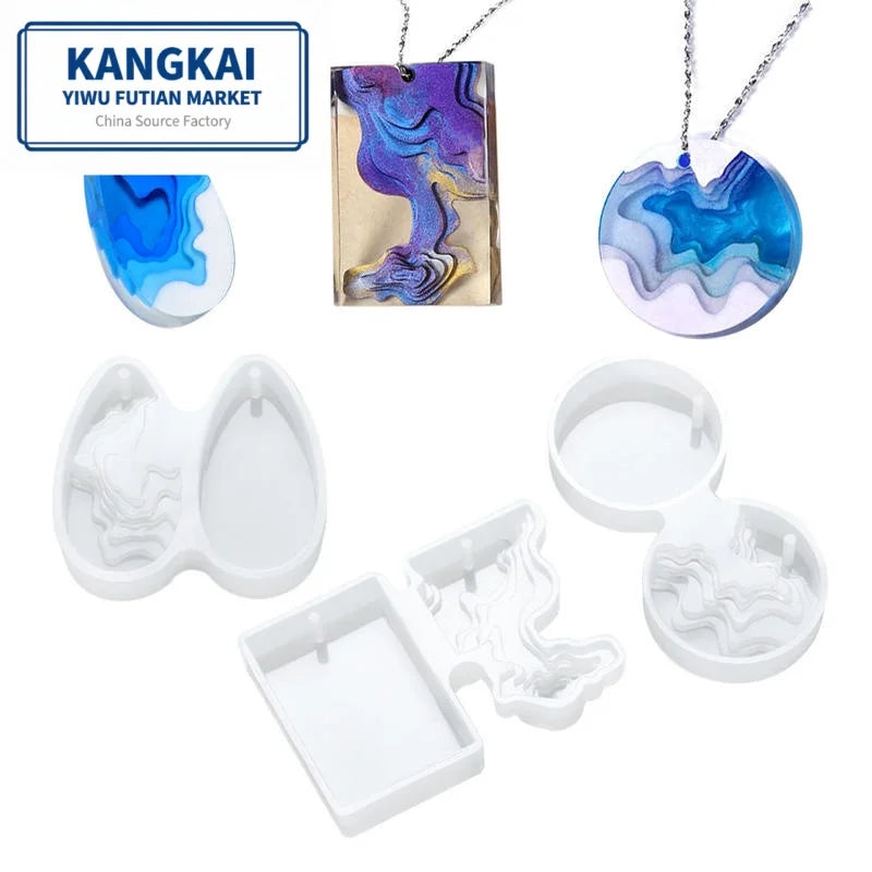 RTS Crystal Epoxy Molds Creative Ladder Round Water Drop Resin Mold Island Shape Pendant Handmade Jewelry Silicone Mold