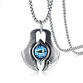 Inspirational Custom Stainless Steel Evil Blue Eye Pendant Necklace Vintage Punk Style Winged Design for Fine Pendants Charms
