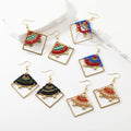 2023 New Trendy Bohemian Braided Rope Crystal Star Charm Hoop Earrings Handmade Copper Square Hollow for Weddings and Gifts