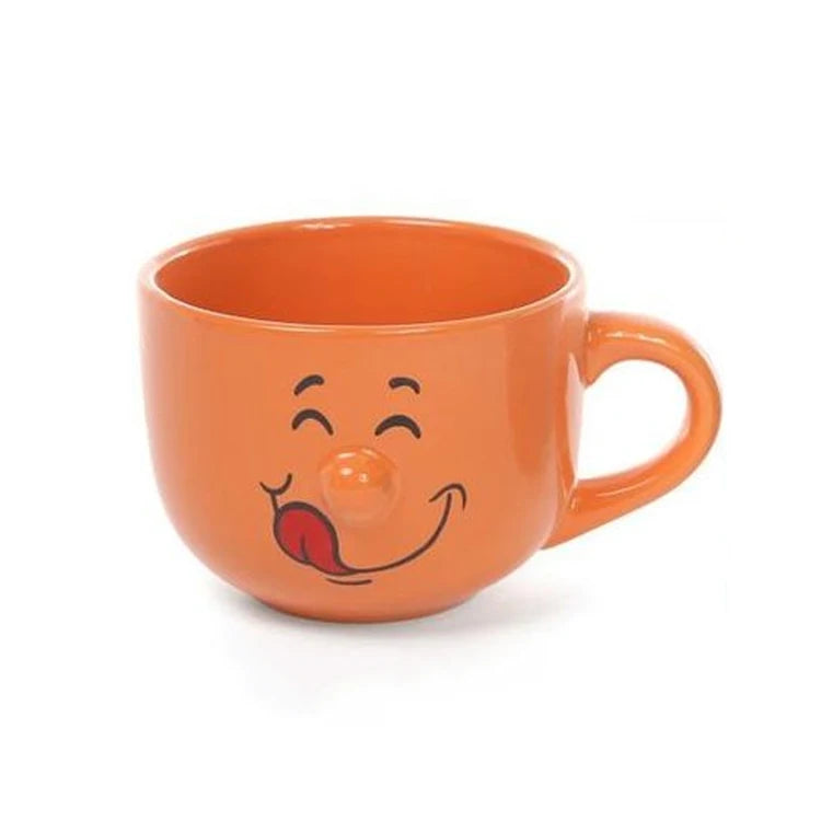 2022 Hot Selling Large Capacity Cute Smiling Face Ceramic Soup Milk Oat Mug Stoneware Tea Cups