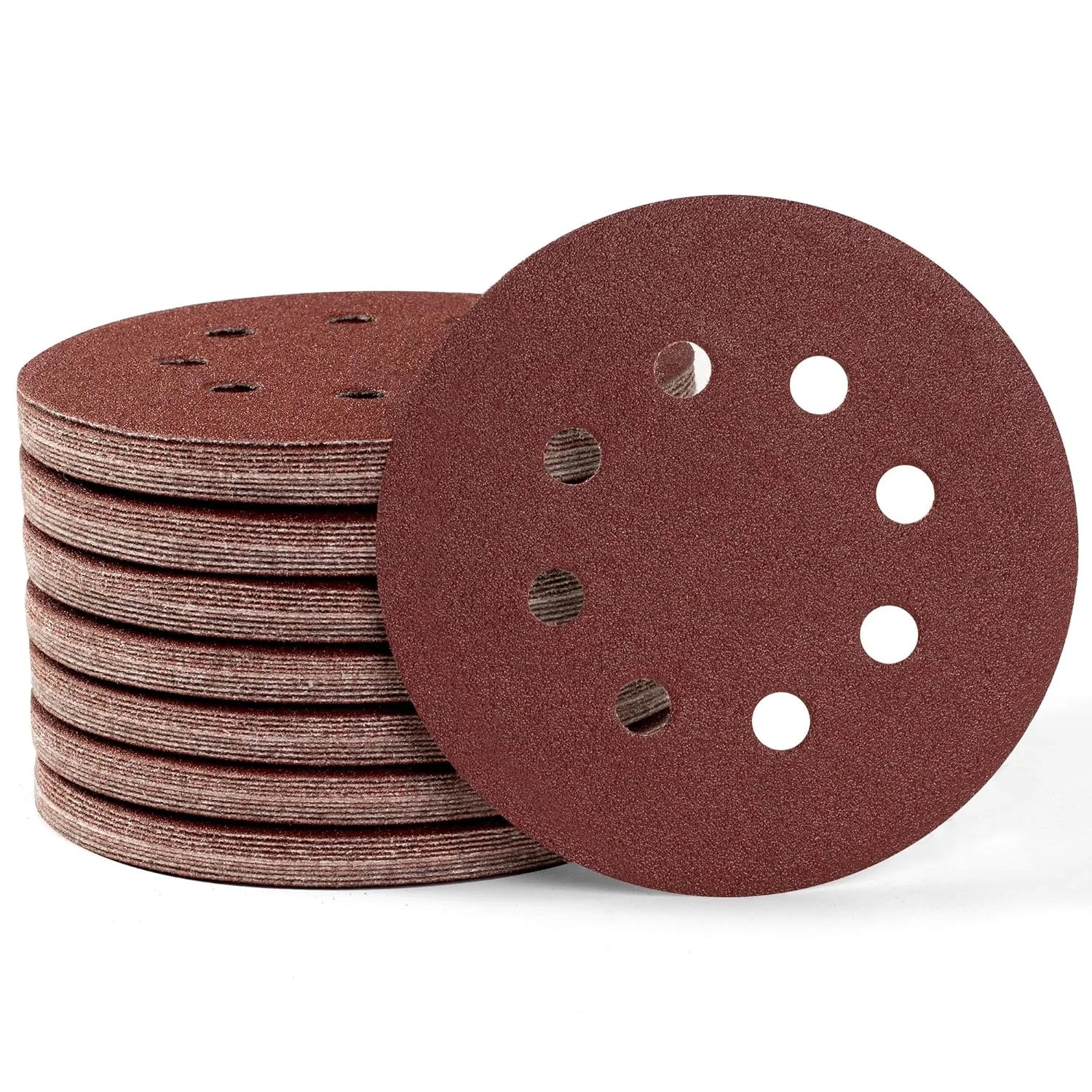 DE Warehouse 125Pcs 5Inch Sanding Discs with 8H - Hook and Loop Dustless Sandpaper Variety Pack (40-240 Grit) for Wood Sanding