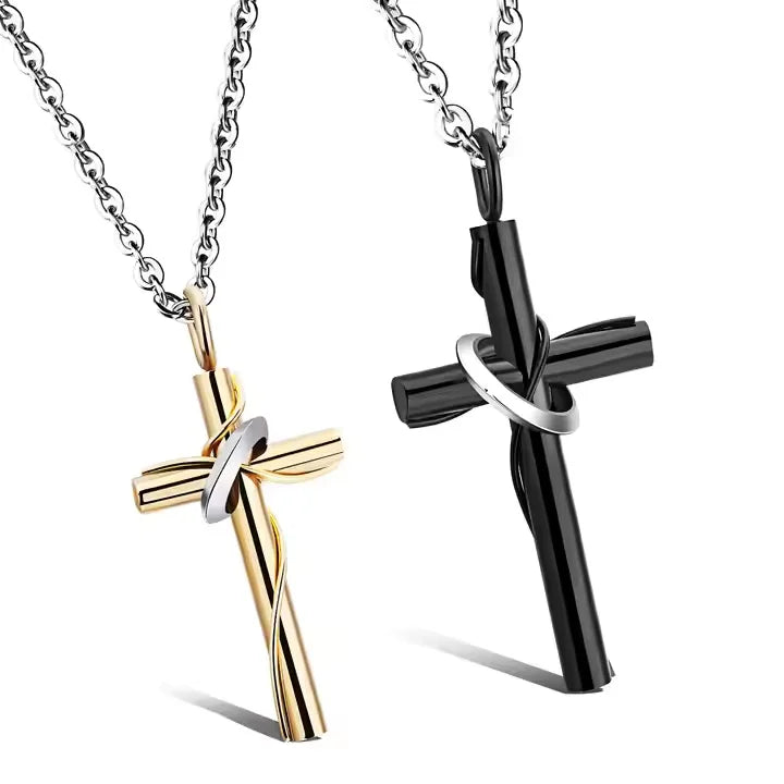 Cunyan Trendy 18K Gold Plated Stainless Steel Cross Necklace for Men and Women Fashion Cross Necklaces Wholesale