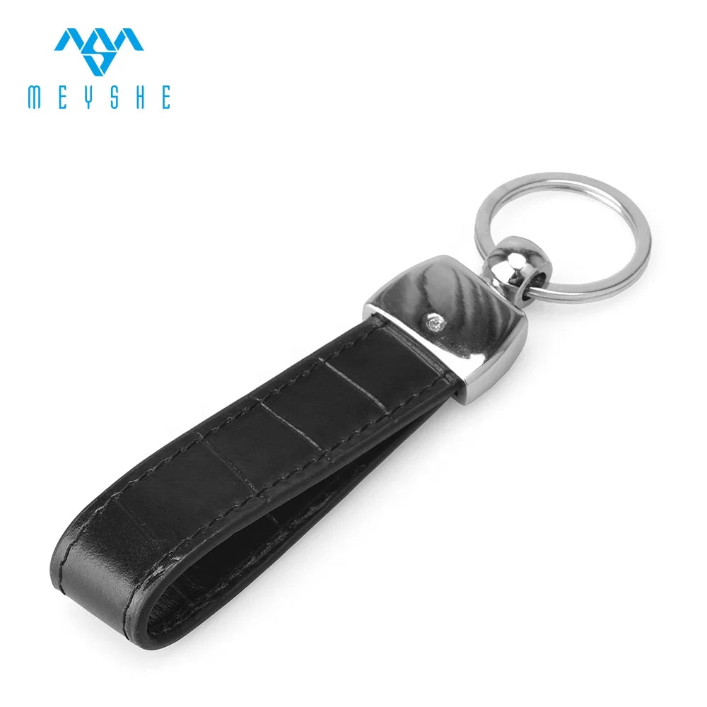 Factory Custom Black Crocodile Print Genuine Leather Luxury Keychain Holder with Car Logo for Car Key Cover