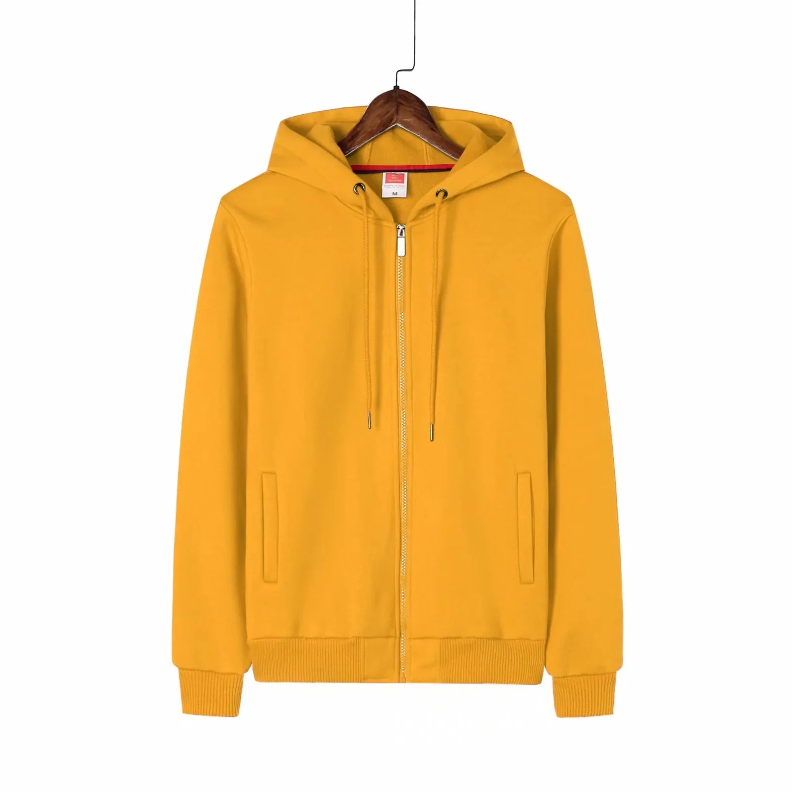 Customized Lined Winter Plush Cotton Fleece Solid Plus Size Hooded Zippered Cardigan Hoodie Men's Jacket Anti-Pilling Printed