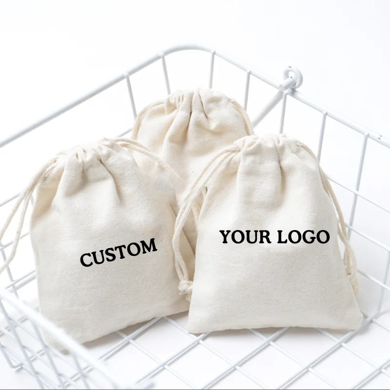 Cotton Drawstring Bags With Logo  Canvas Fiber Drawstring Bag White Cotton Square Drawstring Bag