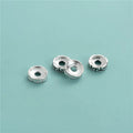 7.6mm Small Hole 925 Sterling Silver Black T Pattern Oblate Spacers Beads for Jewelry Making Accessories