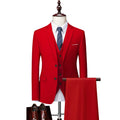 RED Color  Business Blazers/best Wedding Groom's Three-piece Suit Casual  Tuxedo EUR US Size XS-3XL (Jackets+Vest+Pants)