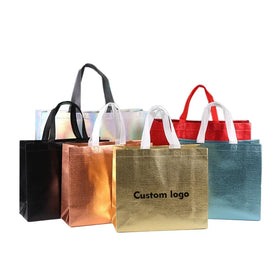 New Hot Pressed Laser Shooter Bag Coated Non-woven Bag High-end Shopping Bag Clothing Store Packaging Gift Bag Wholesale