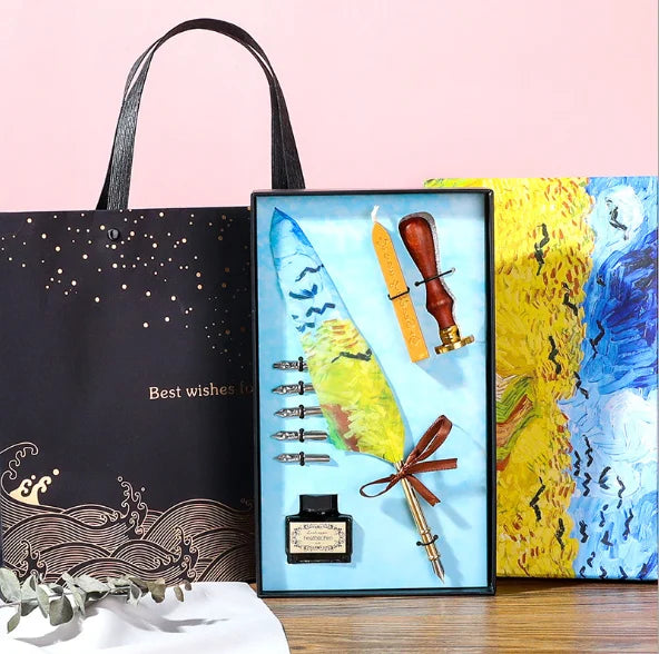 2021 Van Gogh 6 Series Fountain Feather Pen Gift Sets for Women Teachers' Day Small/ Big Box Gift Set Luxury Creative Gift Set
