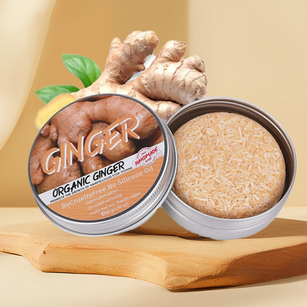Best-Selling Custom Wholesale 60g Aluminum Box Moisturizes Repairs Damaged Hair Revitalizing Scalp Ginger Shampoo Soap