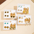 Fashion Gold Plated Star Flower Earrings Set Stylish Stainless Steel Jewelry Suitable for Anniversary Party