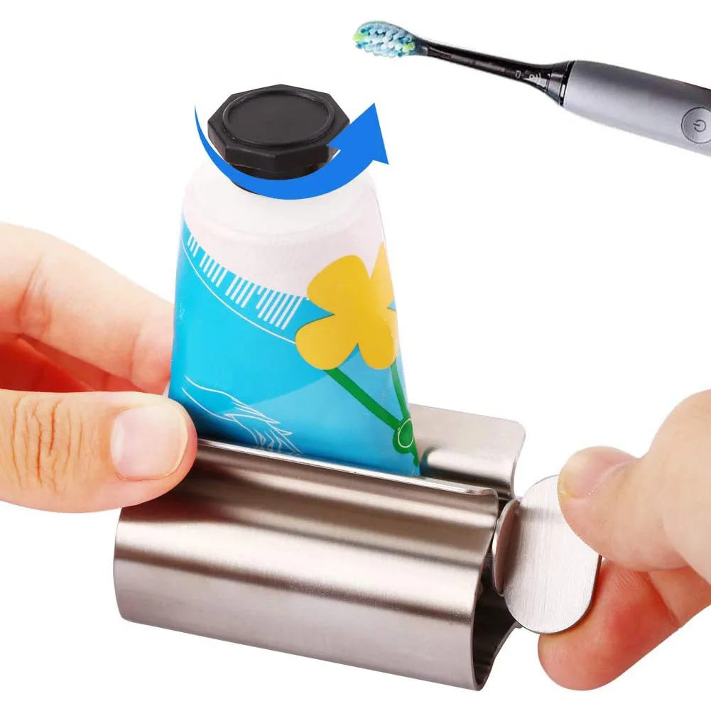 304 Stainless Steel Manual Toothpaste Tube Squeezer Stand-Up Metal Roller Holder Practical Bathroom Tools Bath & Toilet Supplies