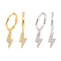 Trendy Jewelry Cute Zircon Lightning Drop 925 Sterling Silver Small Hoop Earrings Women Girls
