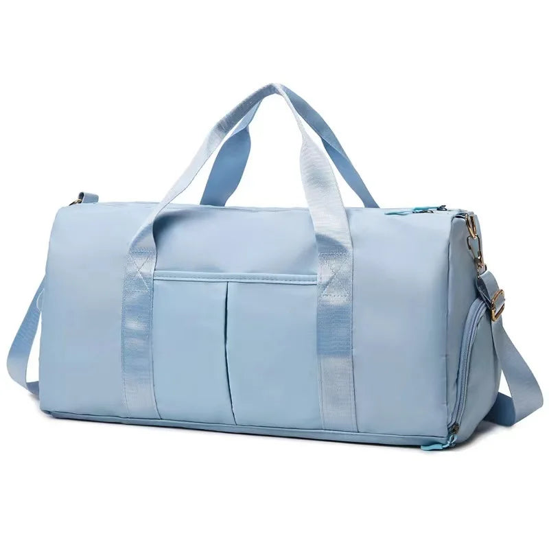 Stylish Pink Nylon Sport Duffel Bag with Custom Sequin Design Waterproof Overnight Tote Women Travel Bag