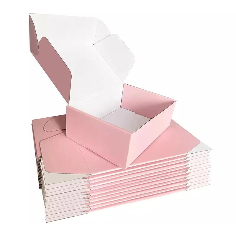 Custom Logo Pink Small Corrugated Shipping Box Cardboard Mailer Boxes for Cosmetic Packaging Gift Wig Boxes