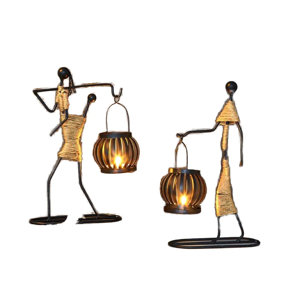 Wholesale Retro Creative Iron Candlestick Romantic Art Deco for Dining Table Commercial Household Bar Ornament Home Decoration