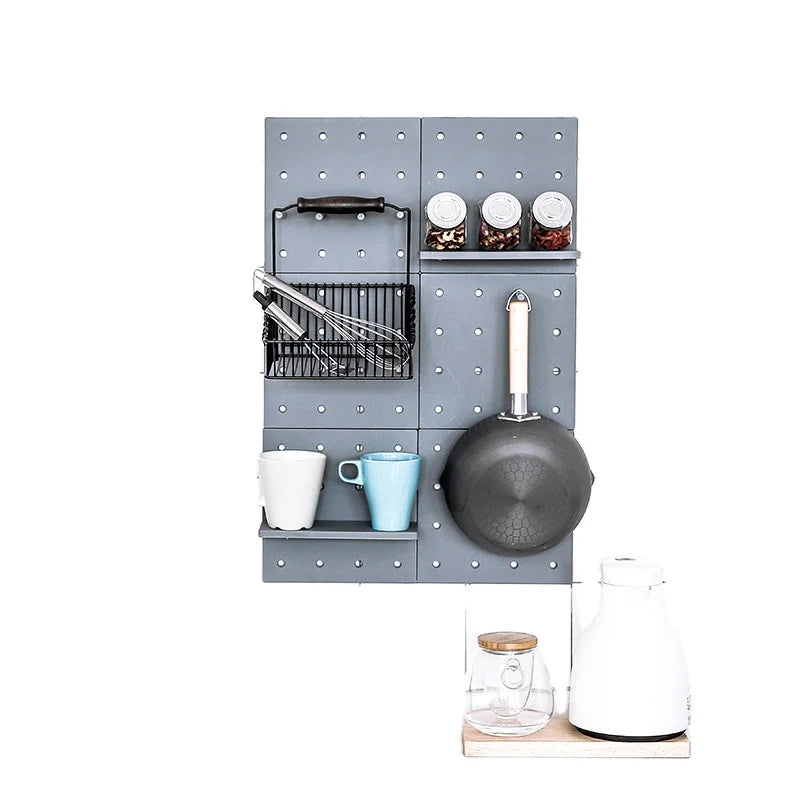 No Drill Free Punching Wall-Mounted Single-Tier Plastic Self-Adhesive Multi-functional Beverage Display Rack for Home Living