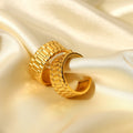 Spring Summer Jewelry Hip Hop Stainless Steel 18K Gold PVD Plated Watch Band Texture C- Shape Huggies Stud Earrings for Women