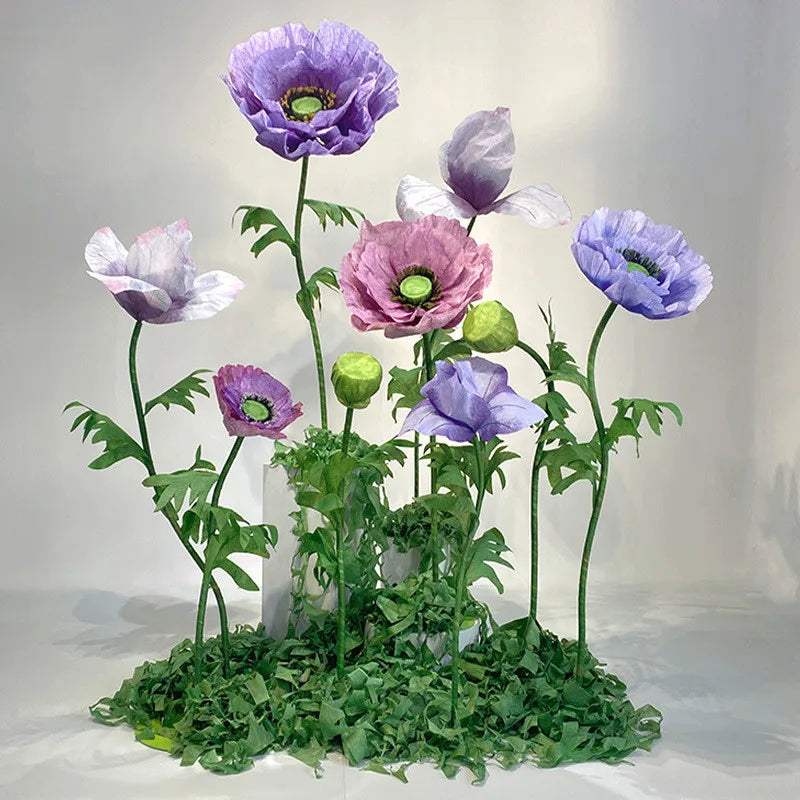 L733 Wedding Leading Flora Giant Artificial Flower poppy  Rose Mix Combination Giant Flowers for Store Construction