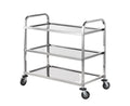 Stainless Steel Three Layer Service Trolley Commercial Kitchen Utility Cart With Brakes