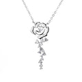 Fine Jewelry 925 Sterling Silver Moissanite Rhodium Plated Snowflake Pendant Rose Flower Collarbone Chain Necklaces for Women