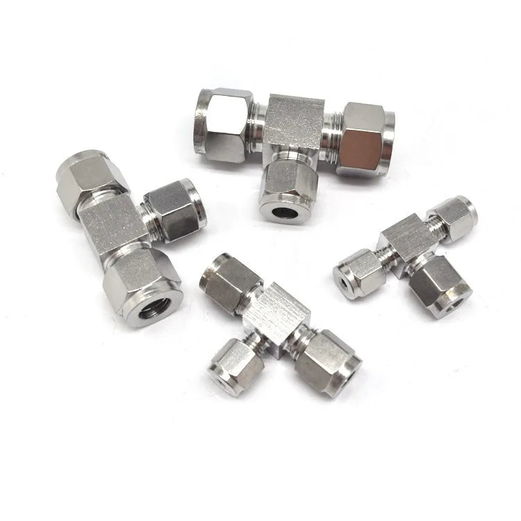 304 Stainless Steel Double Ferrule Connector Reducing Tee Original Gas Copper Pipe Fitting High Quality Basic Plumbing Accessory MegaBDM
