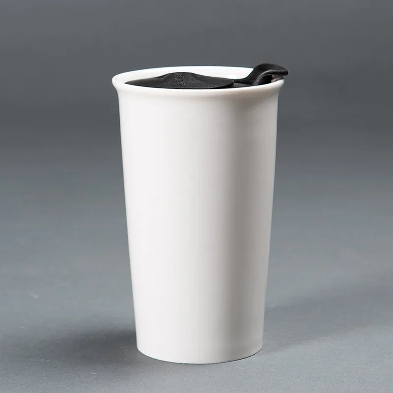 Custom Logo Double Wall Ceramic Tumbler 12oz Insulated Ceramic Coffee Mug