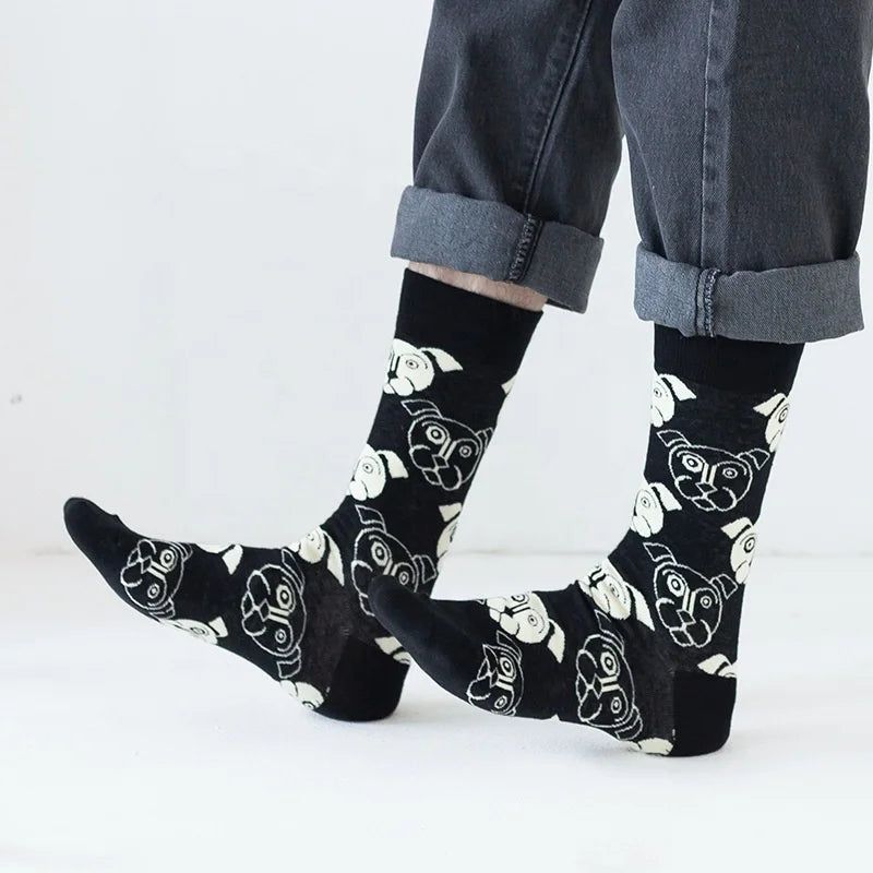 New Men Cotton Cartoon Cute Animal Socks Cute Dog Pattern New Trend Sock Manufacturers Wholesale Free Size