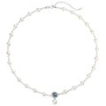 Original Design Noble Air S925 Silver Bright White Pearl Beads Aquamarine Necklace Bracelet Jewelry Set