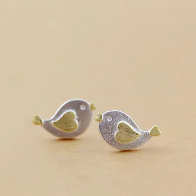 Hot Fashion 925 Sterling Silver Bird Stud Earrings for Women and Girls Gift Real Sterling-Silver-Jewelry