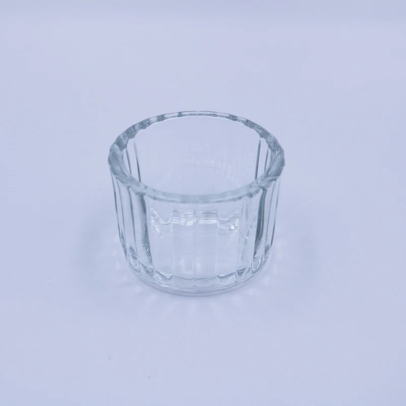 Factory Wholesale Wide Mouth Striped Clear Glass Candle Container Holder Jar 48ml Custom Color Home Decoration