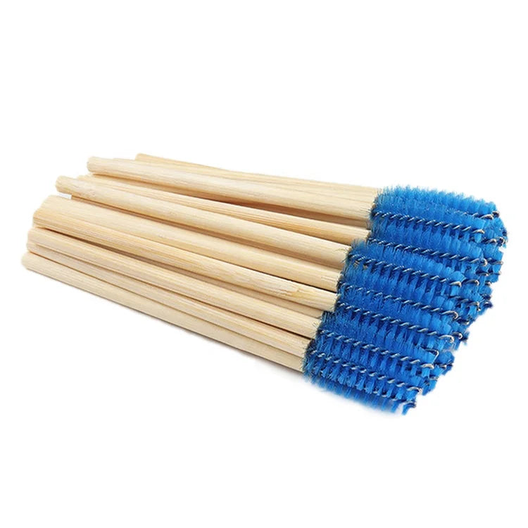 Wholesale Custom Makeup Natural Bamboo Handle Black Pink Yellow Bamboo Mascara Lash Brush