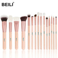 For Professional 15-Piece Pink Synthetic Goat & Pony Hair Makeup Brush Set with Private Label Custom Logo for Face