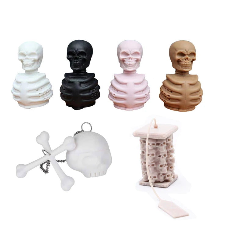 Human Skeleton Skull Shape Silicone Tea Bones Skull Infuser Strainer for Loost Leaf Tea