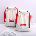 High End Soft White Brush Canvas Perfume Gift Jewelry Bag Reusable Custom Logo Printed Canvas Dust Drawstring Pouch