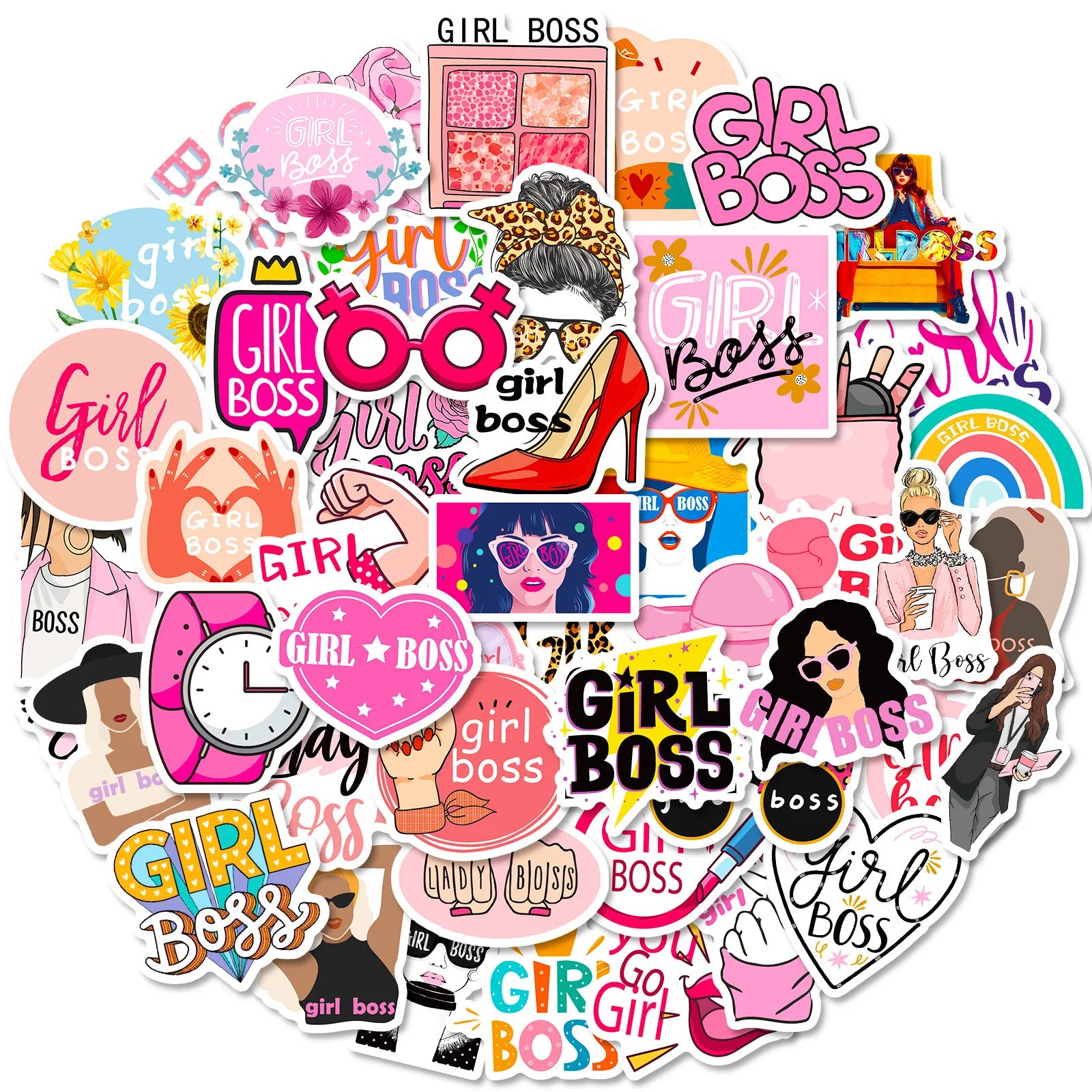 50PCS Fashional Feminist Decals for Female Laptop Bottle Car DIY Inspirational pink Girl boss Sticker
