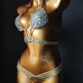 2021 New V Collar Rhinestone Swimwear Diamond Bikini Set Push up Swimsuit Bling Stones Bathing Suit
