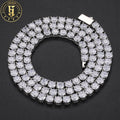 Fashion Men Women Jewelry Gift 5mm White Gold Plated Brass Prong Setting AAAAA CZ Diamond Cluster Tennis Chain Bracelet Necklace