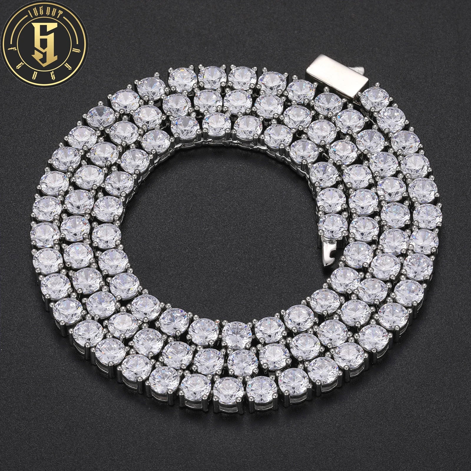 Fashion Men Women Jewelry Gift 5mm White Gold Plated Brass Prong Setting AAAAA CZ Diamond Cluster Tennis Chain Bracelet Necklace