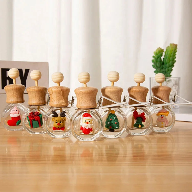 8ml Glass Hanging Car Perfume Diffuser Bottle Empty with Screw Cap Seal Auto Air Outlet Decoration Vent Clip