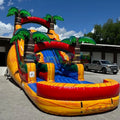 Commercial Kids Event Outdoor Tropical Palm Tree air Bounce House Bouncer Inflatable Water Slide Pool Adult with Pool