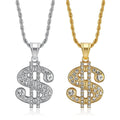 Waterproof Stainless Steel Dollar Custom Pendant Zircon Necklace 18K Gold Plated Unisex Sweater Chain Classics Hip Hop Jewelry