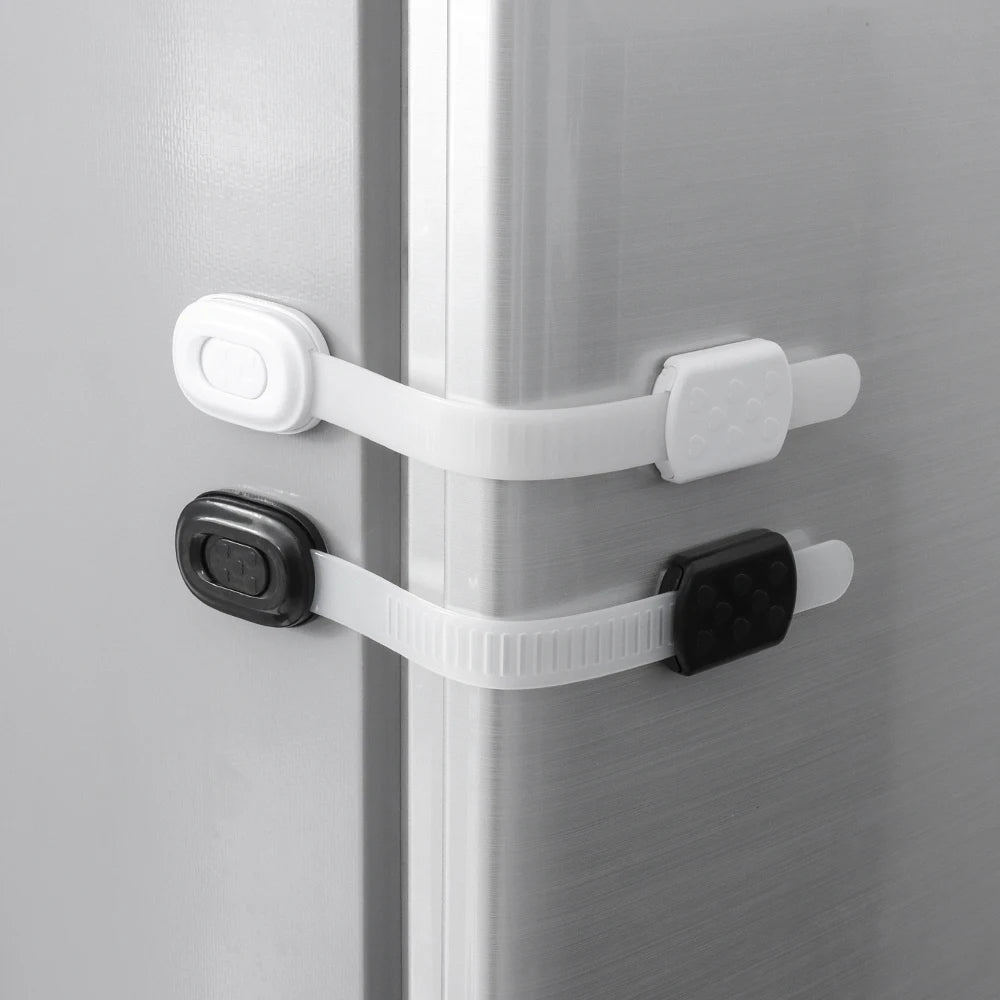 Child Proof Cabinet Locks Baby Safety Lock Plastic Adjustable Strap Latches for Refrigerator and Drawer Doors