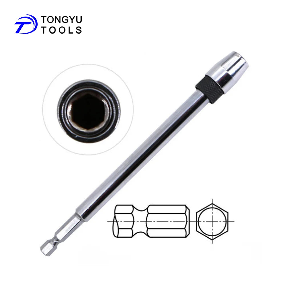 6 & 12 Inch 1/4" Quick Change Drill Bit Extension Bar 1/4" Hex Head Shaft Bit Holder for Wood Flat Spade Bit & Screwdrider Bit